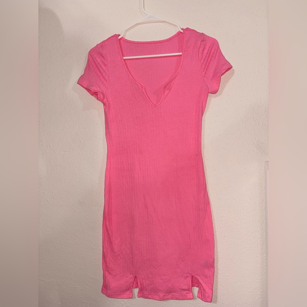 SHEIN Pink Ribbed Dress
